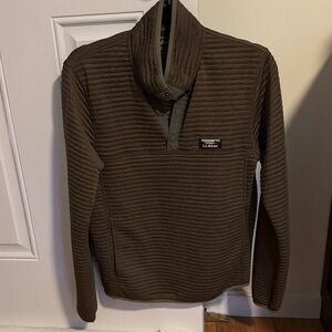 L.L. Bean Men's Brown Quilted Zip-Neck Pullover
